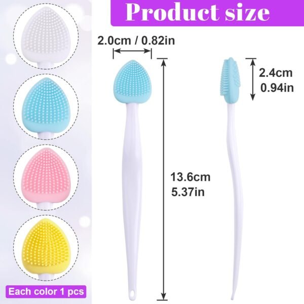 4pcs Lip Scrub Brush, Silicone Heart Lip Exfoliator Brushes Scrubber Tool, Double-Sided Lip Cleaning Exfoliating Remove Dead Skin Tool for Men Women Dark Lips- Pink & White & Blue & Yellow