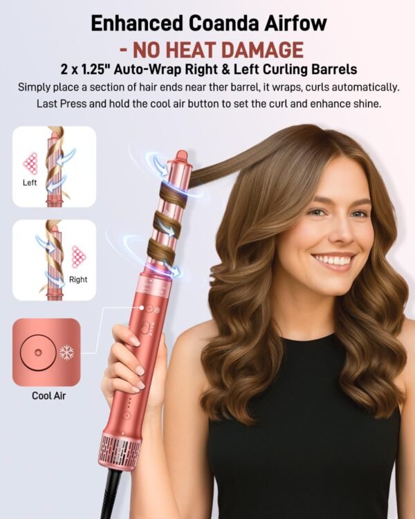 71USwz4FtzL._SL1500_.jpg 5 in 1 Hair Styler Hair Dryer Brush - High-Speed Hot Air Styler Wrap, Fast Drying No Heat Damage Ionic Blow Dryer Brush for Volumize, Curl, Straighten, Frizz-Free Multi Stylers with Travel Bag