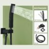 Shower Faucets Sets Matte Black Shower System with Body Jets,Bostingner 12" Rain Shower Head with Handheld Spray,Can Use at Same Time,3 Way Push Button Diverter Shower Set with Valve Kit Complete