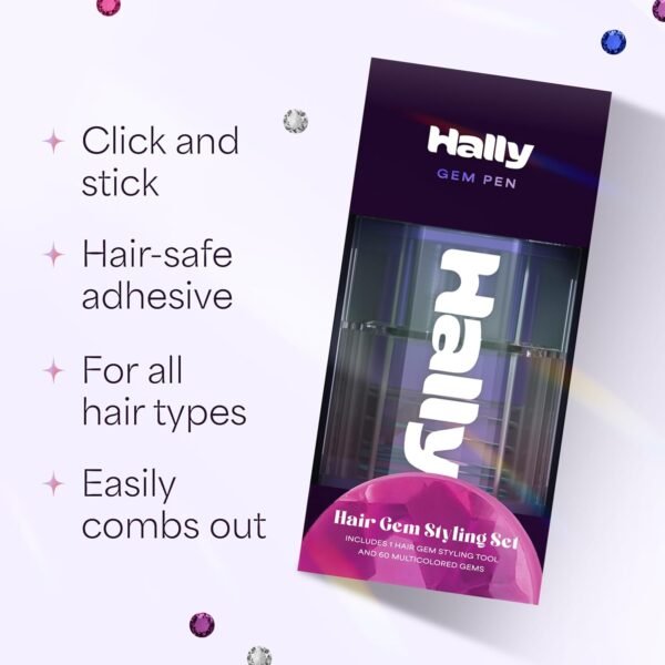 71UVW4z2xXL._AC_SL1500_.jpg Hally Hair Gems Pen Applicator - Includes Hair Styling Tool with 240 Multicolored Adhesive Gem Stickers Hair Jewels - Stylish Hair Accessories for School, Halloween, Festivals, Wedding, Parties & More