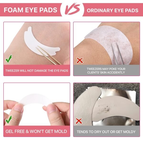 71UVxObdMkL._SL1500_.jpg Pretty memory 100 Pairs Foam Eye Pads for Lash Extensions, Lint Free Hypoallergenic Sticky Lash Pads, Under Eye Pads for Eyelash Extensions, Eyelash Tech Supplies Must Haves, Latex Free