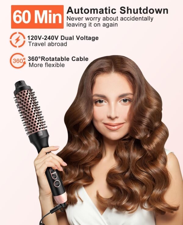 71UWrc5rylL._AC_SL1500_.jpg Nimmu Thermal Brush for Blowout Look, 1.5 inch Heated Round Brushes Curling Iron with 10 Temperature Control, Hot Brush Styler Dual Voltage for Travel, Rose Gold