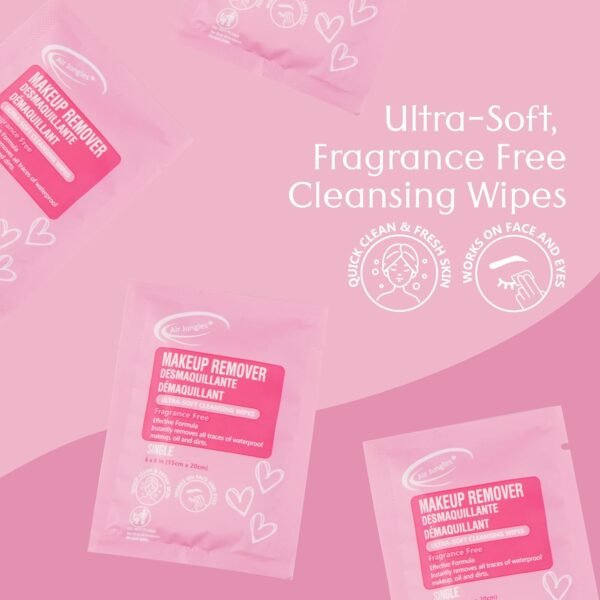 Air Jungles Makeup Remover Wipes Singles 25 Count – Extra Large 6" x 8", Fragrance-Free, Alcohol-Free, Ultra Soft Makeup cleaning wipe for Travel, Goodie Bags, and Daily Use