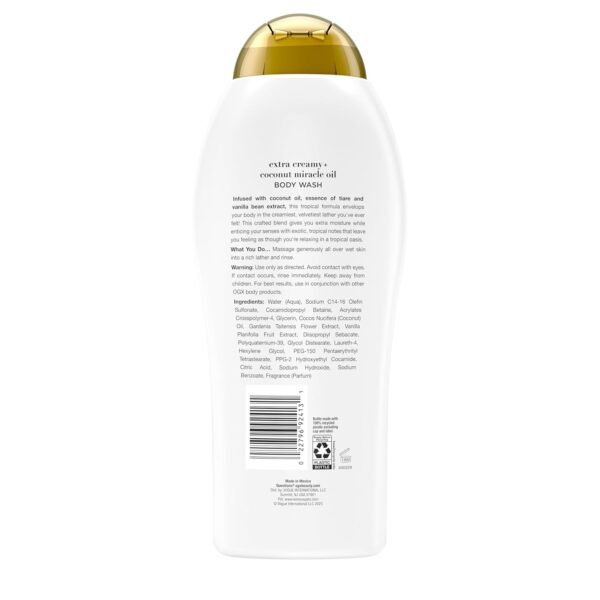 OGX Extra Creamy + Coconut Miracle Oil Ultra Moisture Body Wash, 19.5 Fl Oz