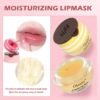 4 PCS Bee Lip Balm Lip Mask Honey Pot,Strawberry&Honey&Watermelon&Apple Lime Lip Sleeping Mask,Hydrating Prevention Dry Lip Care,Moisturizing Lip Mask Overnight Reduces Lip Lines