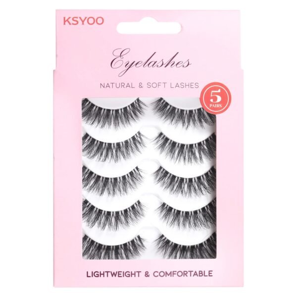 71UmnCY6fXL._SL1500_.jpg KSYOO False Eyelashes Cat Eye Lashes Wispy Lashes Clear Band V1 Russian Strip Lashes That Look Like Extensions D Curl Cat Eye Lashes Natural Look Faux Mink 3D Fluffy Russian Strip Eyelashes