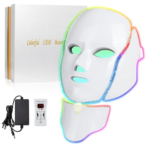 Blue Red Light Theràpy Màsk for Face, 7 Colors led face màsk Light Theràpy, Portable Facial Skin Care Màsk for Face and Neck At Home