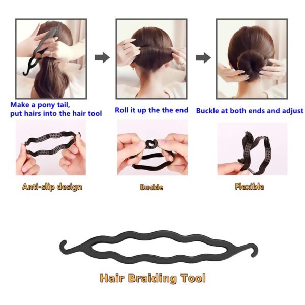 71V3yaRNABL._SL1500_.jpg Hair Bun Maker Ponytail Makers, Hair Design Styling Tool Set Hair Braiding Tools, Topsy Tail Hair Styling Tool, Topsy Hair Tail Tool with Hair Combs, Hair Twist Styling Kit French Twist Braiding