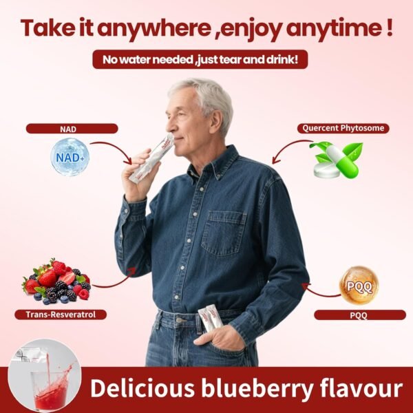 NAD+ Liquid Supplement, NAD+1000 mg Liquid Packets for Women & Men.Nicotinamide Riboside, Resveratrol, PQQ, Quercetin Supplement Alternative for Anti-Aging, Energy-30 Packets