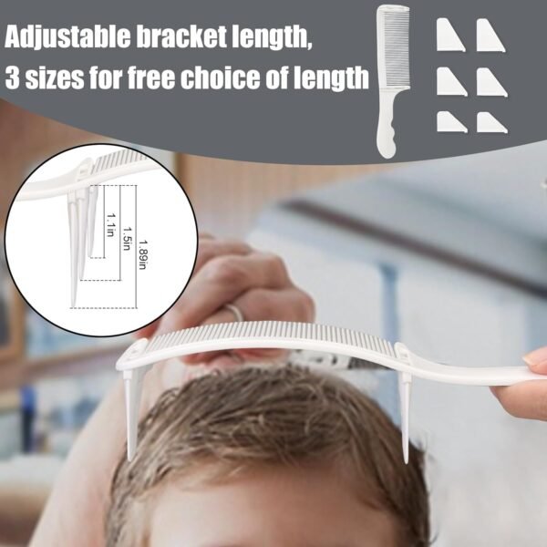 71VY-nr6kNL._SL1500_.jpg Fade Hair Trimming Guide for Men Haircut, Adjustable Silicone Curved Haircut Band, Curved Positioning Comb and Flat Top Comb for Home DIY Haircuts, Self Haircut Kit Guide Salon Styling Tools