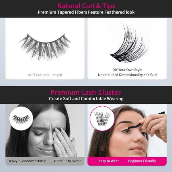 71VewZTB0FL._SL1500_.jpg Individual Lashes 144pcs D Curl Lash Clusters Mixed Length Individual Lash Extensions Cluster Lashes DIY Lash Extension Supplies Eyelash Clusters (F5-0.07D, 12-18mm)