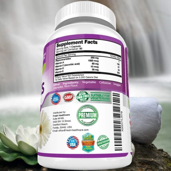 Phytoceramides - 3 Month Supply - Plus Skin Vitamins A,C,D & E for Skin Repair & Rejuvenation - Anti Aging Powerhouse for Reduced Fine Lines & Wrinkles by Fresh Healthcare