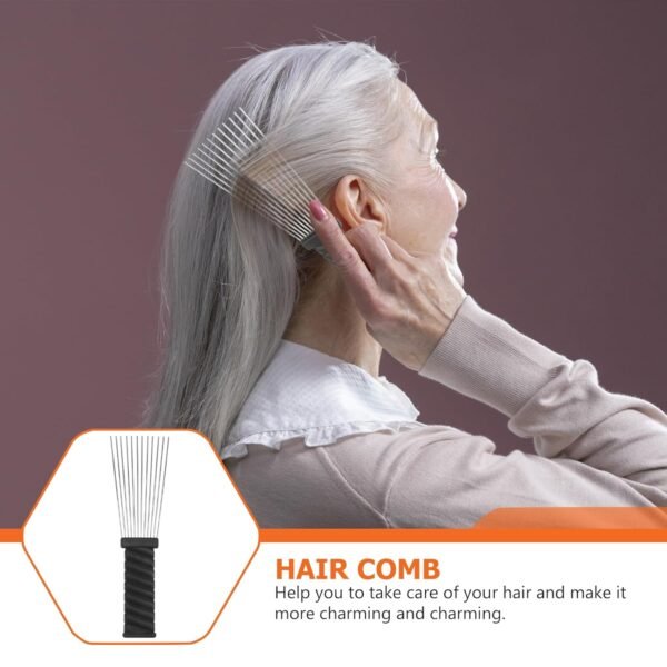71Vs0Mp73FL._SL1500_.jpg Braided Wigs Metal Hair Pick Barber Comb: 2pcs Steel Wide Tooth Afro Pick Flat Comb Wig Braid Detangle Comb Hair Styling Tool for Man Women Curly Hair Hair Styling Accessories