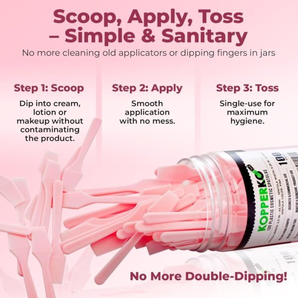 Cosmetic Spatulas (2.5”, 100 Pack) - Small Plastic Spatula for Cosmetics, Creams & Crafts | Essential Esthetician Supplies | Makeup Spatula or Multipurpose Mini Applicator for Skincare | Pink