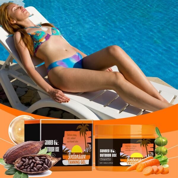 2 Pcs Dark Tanning Accelerator Lotion,Intensive Tanning Gel for Indoor & Outdoor Sun,Effective Tan Enhancer for Women,Moisture and Hydration Body Bronzer Tan Creams for All Skins (orange)