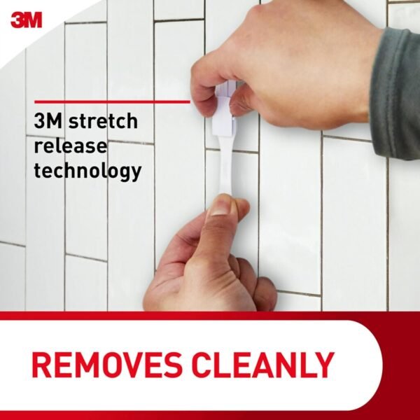 Command Large Double Bathroom Wall Hook, Damage Free Hanging Bath Hook with Adhesive Strip, Double Hook for Hanging Bath Towels, 1 Satin Nickel Colored Wall Hook and 1 Water-Resistant Command Strip