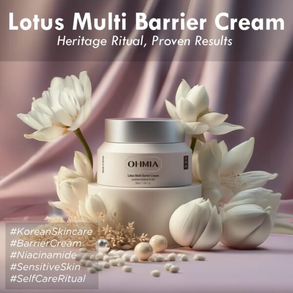 Lotus Multi Barrier Cream - Soothing & Firming Face Moisturizer with Niacinamide, Rice - Calms for Wrinkle Care, Sensitive Skin- fragrance free Korean Skincare for a Lifted Look, 1.69fl oz