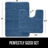 GORILLA GRIP Bathroom Rug Sets, Soft Chenille 2 Piece Area Rugs Set, Toilet Base Mat and 30x20 Carpet, Absorbent Microfiber Washable Mats Dry Quickly, Home Décor and Bath Room Accessories, Blue
