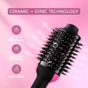 Hair Dryer Brush Blow Dryer in One, 4 in 1 Styling Tools Blow Dryer with Ceramic Oval Barrel, Hair Dryer and Styler Volumizer, Hot Air Straightener Brush for All Hair Types