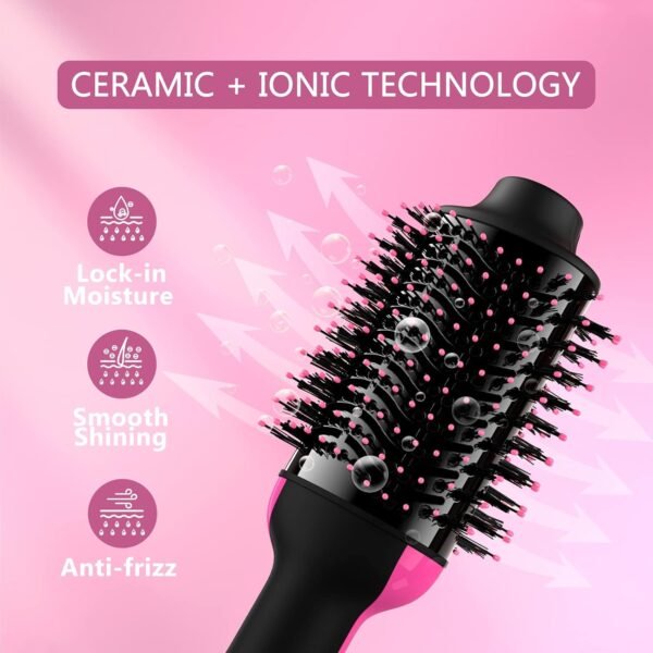 Hair Dryer Brush Blow Dryer in One, 4 in 1 Styling Tools Blow Dryer with Ceramic Oval Barrel, Hair Dryer and Styler Volumizer, Hot Air Straightener Brush for All Hair Types