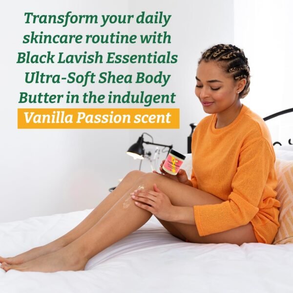 Ultra-Soft Shea Body Butter, Dry Skin Cream for Radiant Moisturized Skin, Natural Hydrating Body Lotion with Aloe Vera, Argan Oil, Rosehip Oil, (Vanilla Passion, 8oz)