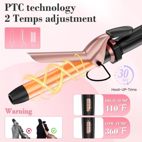 71Wh72wllmL._AC_SL1500_.jpg Ufree 3 in 1 Curling Iron, Curling Wand Set with Thermal Brush Flat Iron Hair Straightener, Dual Voltage Wand Curler, Instant Heat Up Hair Curler, Include Protective Glove 2 Clips, Gifts for Women