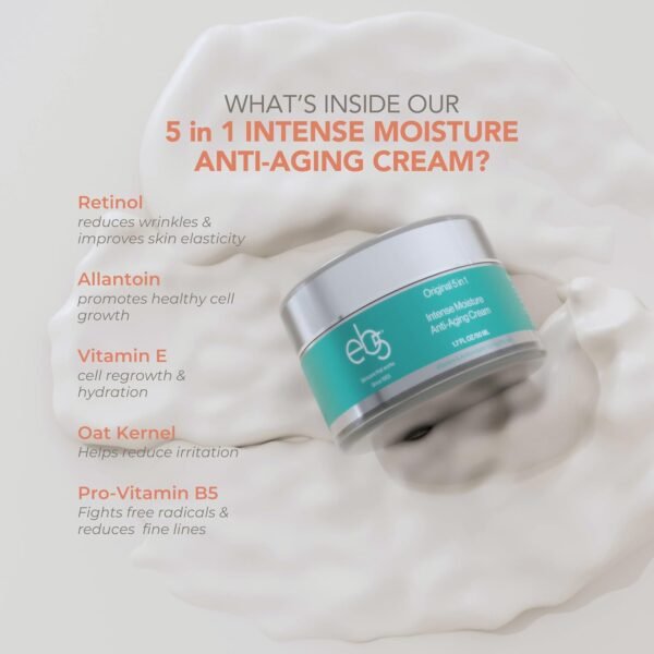 71WqCBs9xPL._SL1500_.jpg eb5 Intense Moisture Anti Aging Moisturizer Face & Neck Cream- Tone Tighten Skin with Retinol, Fade Fine Lines & Wrinkles with Vitamin E, A & B5-1.7oz.