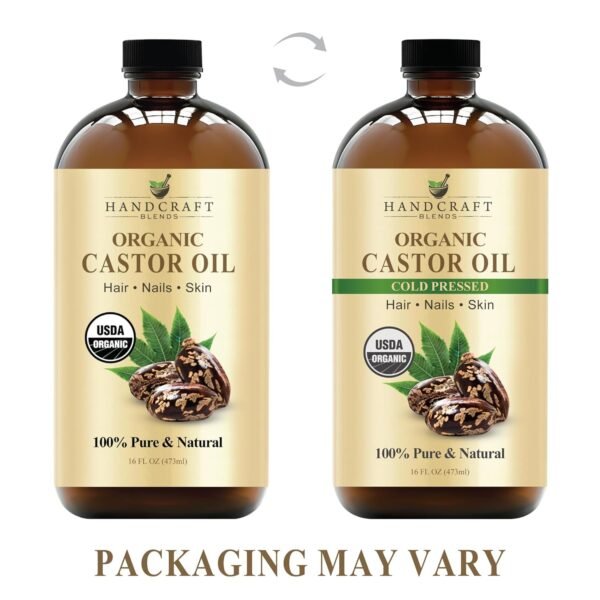 71WrwKDEL._SL1500_.jpg Handcraft Blends Cold-Pressed Organic Castor Oil in Glass Bottle - 16 Fl Oz - 100% Pure and Natural - Premium Grade Carrier Oil for Hair Growth, Eyelashes and Eyebrows - Hair and Body