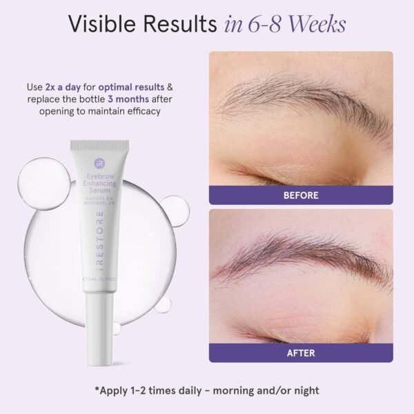 iRESTORE Eyebrow Growth Serum | Vegan Prostaglandin Free & Non Irritating | For Bolder Thicker Fuller Eye Brows with Visible Results | Brow Enhancing Serum | 3 Months Supply 5ml