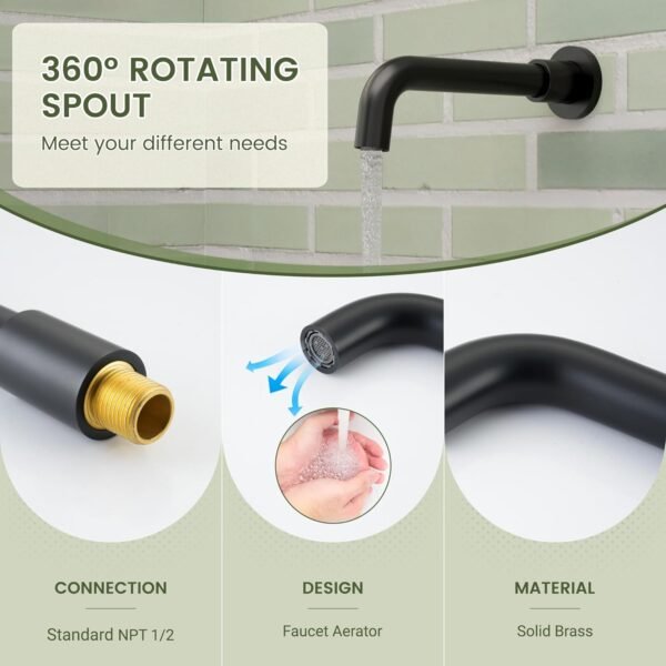 CASAINC 4 Functions Shower Faucet Set Wall Mounted Rainfall Shower System with 10" & 6" Dual Showerheads,Handheld and Bathtub Spout, Matte Black