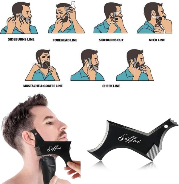 2PCS Men's Beard Shaping Styling Tool Set with Comb, 2025 Version Precision Edging for Jaw, Cheek & Neck Lines, Works with All Beard Razors & Trimmers (Large Size)