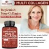 Wholesome Wellness Super-Absorb Multi Collagen Pills (Type I II III V X) Organic Herbs & Bioperine - Hair, Skin, Nails, Joints - Hydrolyzed Peptides Protein Supplement for Women & Men (90 Capsules)