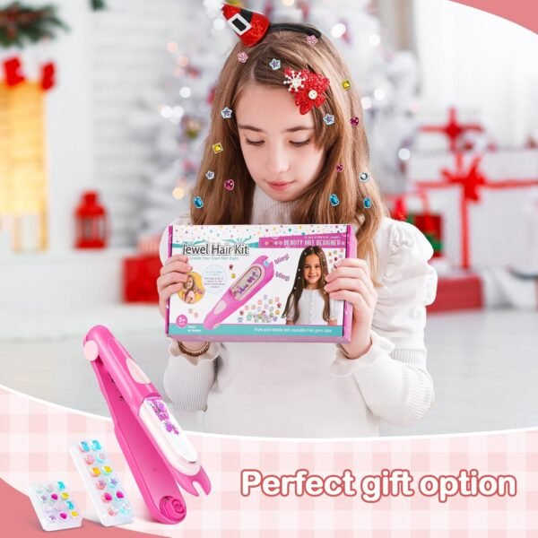 Hair Gem Stamper Kit, Bling Hair Jewels for Girls Toys, Hair Styling Tool with Reusable Shining Diamonds, Birthday Gifts Toys for Girls