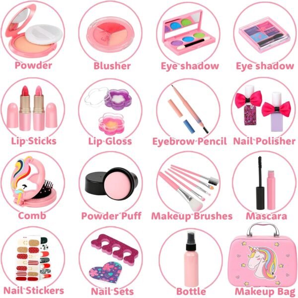Kids Makeup Kit for Girl, Washable Makeup Set for Girls, Real Makeup for Kids, Girl Toys Princess Children Play Makeup Kit with Cosmetic Case Christmas Birthday Gifts for Girls Age 4 5 6 7 8 Year Old