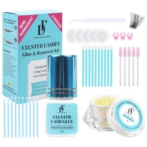 71X8XGR05-L._SL1500_.jpg Semi-permanent 2 Weeks Lash Cluster Glue and Remover Kit for Eyelash Clusters Strong Hold Long Lasting Waterproof Eyelash Glue Remover for DIY Lash Extensions with Lash Extension Supplies