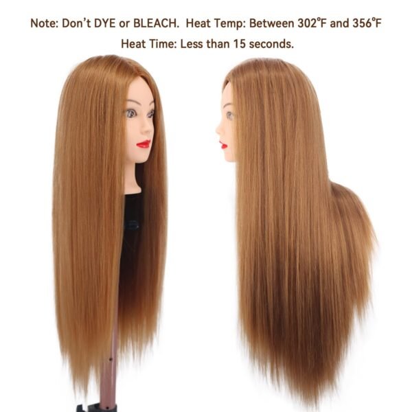 Mannequin Head Human Hair, 80% Real Hair 26-28" Cosmetology Mannequin Head Hair Styling Hairdressing Practice Training Doll Heads with Clamp Holder and Tools (#27 Light Brown)