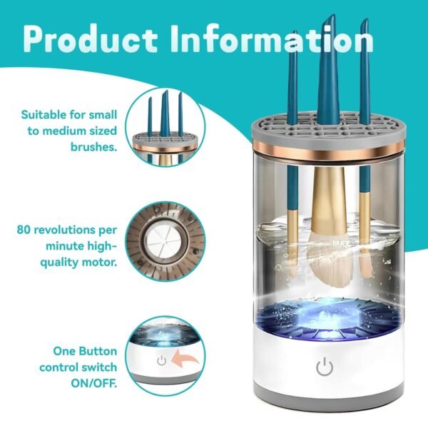 Electric Makeup Brush Cleaner - Quick Efficient Makeup Brush，Automatic Cosmetic Brush Cleaner Makeup Brush with Brush Clean Mat,Portable Compact Design for Travel