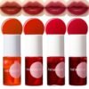 4 Colors Lip Tint Stain Set, Lip Stain Long Lasting Waterproof, Lightweight, Non-sticky, Transfer-Proof Lip Gloss, Matte Finish Korean Makeup, Multi-Use Lip and Cheek Tint
