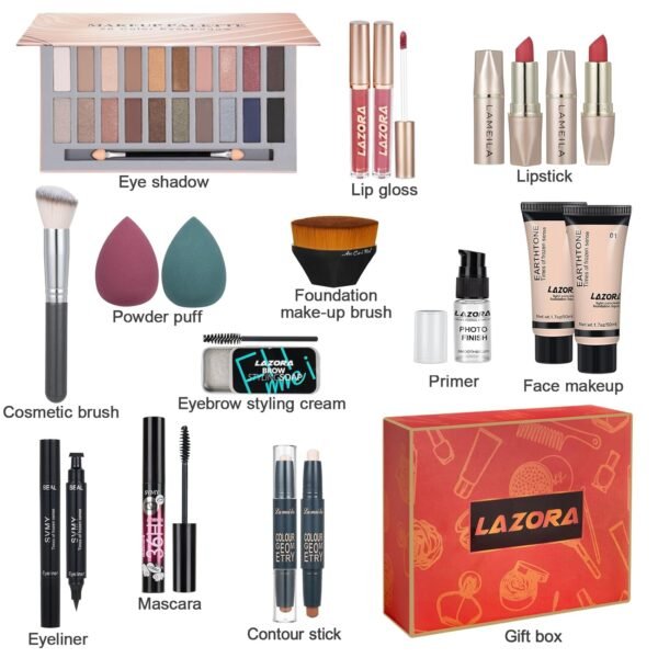 71XYheBNa2L._SL1500_.jpg Makeup Kit for Teens for Women Full Kit Includes 20 Colors Eyeshadow Palette Foundation & Face Primer Makeup Sponge Eyebrow Soap Winged Eyeliner Stamp Gift Set
