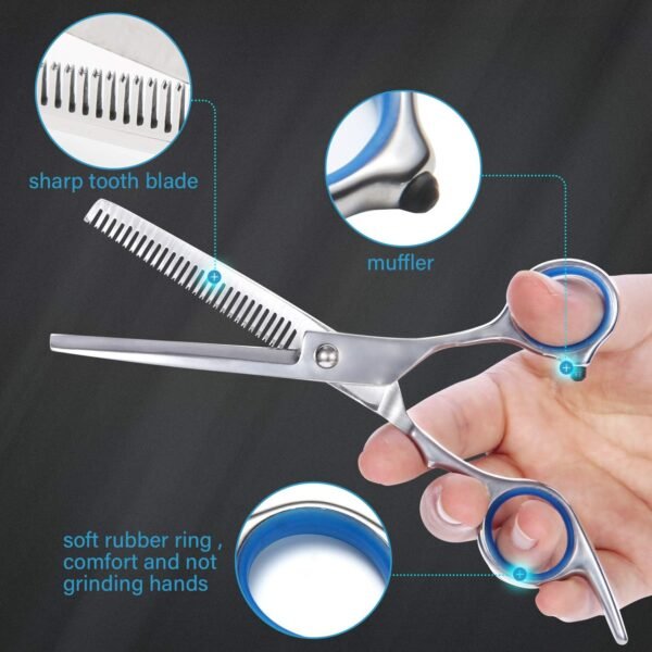 71Xc4ZE-OgL._AC_SL1500_.jpg Haircut Scissors Kit, 11 Pcs Professional Set - Haircut, Thinning Scissors, Neck Duster Brush, Comb, Barber Cape, Hair Clips, Hairdressing Shears for Barber and Home