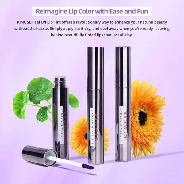 71Xki6l8uQL._SL1500_.jpg KIMUSE Lip Stain Masque: Peel Off Lip Stain Long Lasting Waterproof 12HR Transfer Proof & Hydrating Tint, Instant Lip Color With Natural Matte Effects, Vegan & Easy To Use
