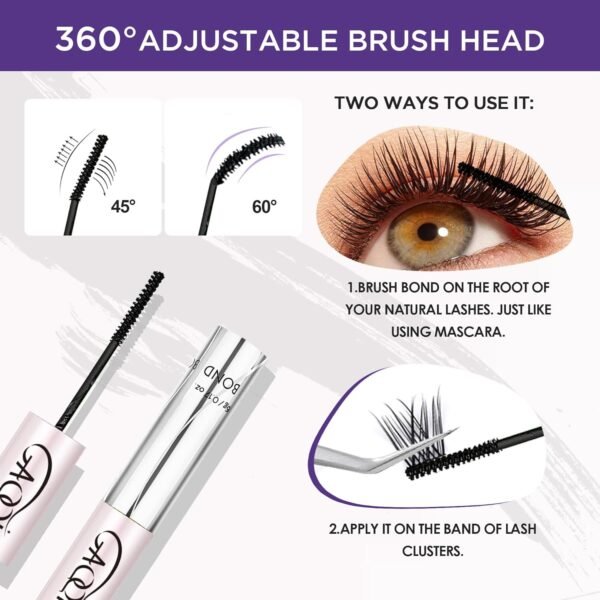 71XlJYaTG4L._SL1500_.jpg GAQQI Lash Cluster Glue, Lash Bond and Seal Waterproof, Bond & Seal Eyelash Glue for Clusters, Eyelash Adhesive Black Long-Lasting 72H, Latex-Free(5ml+5ml)