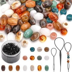 71XnYwE6HGL._AC_SL1001_.jpg CHGCRAFT DIY 112Pcs African Hair Beads for Braids Jumbo Hair Styling Tool Kits Including Acrylic Beads Plastic Pin Bun Maker and 500Pcs Elastic Rubber Bands for Braiding Jewelry