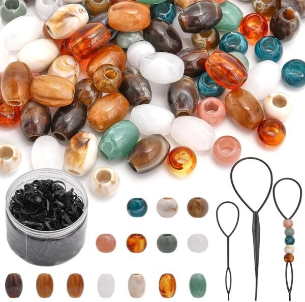 71XnYwE6HGL._AC_SL1001_.jpg CHGCRAFT DIY 112Pcs African Hair Beads for Braids Jumbo Hair Styling Tool Kits Including Acrylic Beads Plastic Pin Bun Maker and 500Pcs Elastic Rubber Bands for Braiding Jewelry
