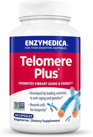 71XvVrnKNPL._AC_SL1500_.jpg Enzymedica, Telomere Plus, Enzyme Support for Cellular Health, 30 Capsules