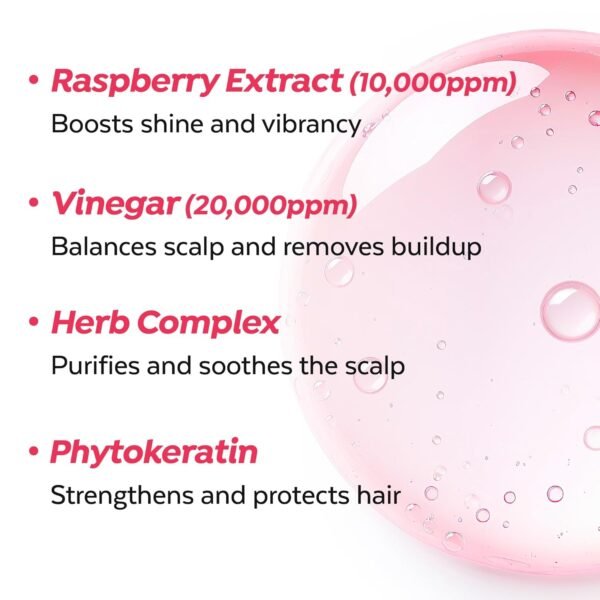 A’PIEU Raspberry Hair Vinegar - Scalp Cleanser & Detox for Oily Scalp, Buildup & Dandruff, pH-Balancing Rinse for Fresh, Shiny Hair, Korean Hair Care, 6.76 fl oz