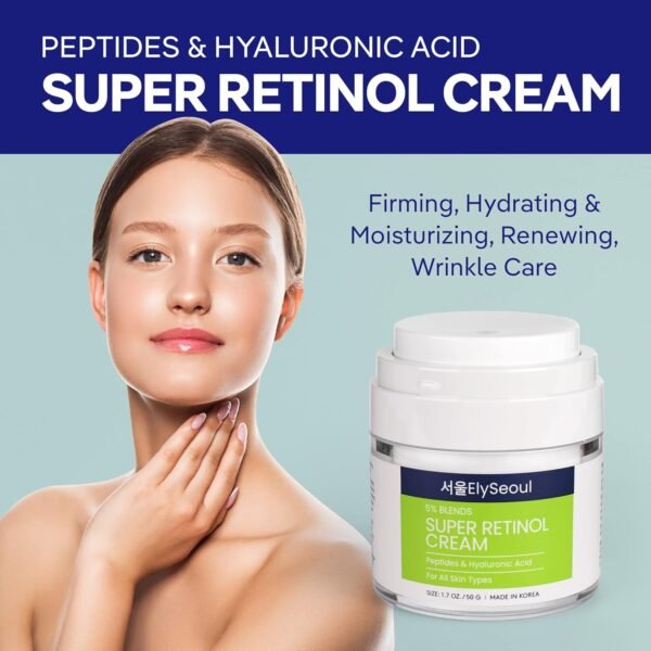 71Y-xKVqStL._SL1500_.jpg Retinol Cream for Face Korean Skincare: Anti-Aging Collagen Peptides & Hyaluronic Acid Face Cream for Women, 1.7 oz.