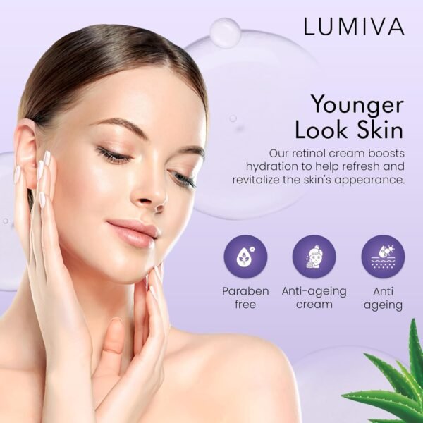 Lumiva Eye, Face and Neck Moisturizer Retinol Cream for Men and Women - Morning and Evening Cream for Tightening Skin - Anti Ageing, Erase the Appearance of Fine Lines and Wrinkles - 142g/5oz