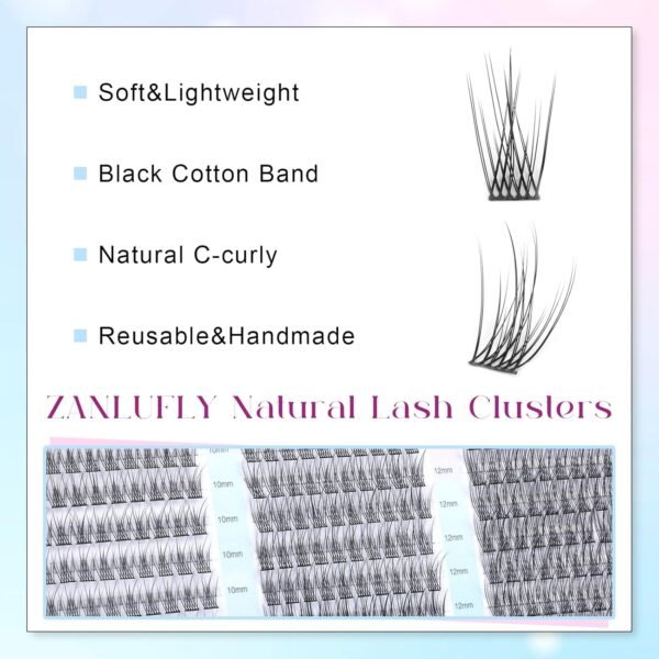 71YH37dc7L._SL1500_.jpg Lash Clusters Wispy Eyelash Clusters C-Curly Individual Lashes zanlufly Natural 300Pcs Cluster Lashes Eyelash Extension 10 12 14MM DIY Lash Extension
