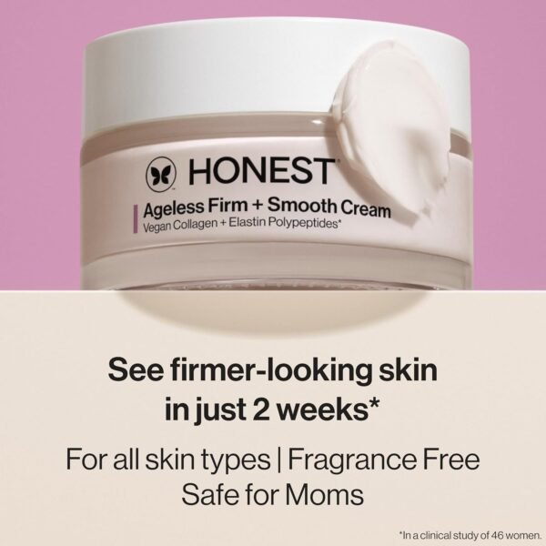 71YKE1Rc0AL._SL1500_.jpg Honest Beauty Ageless Firm and Smooth Cream | Powered by Vegan Collagen and Elastin Polypeptides | Firmer, Smoother Looking Skin | Fragrance Free, EWG Verified, Vegan, Cruelty-Free | 1.7 fl oz